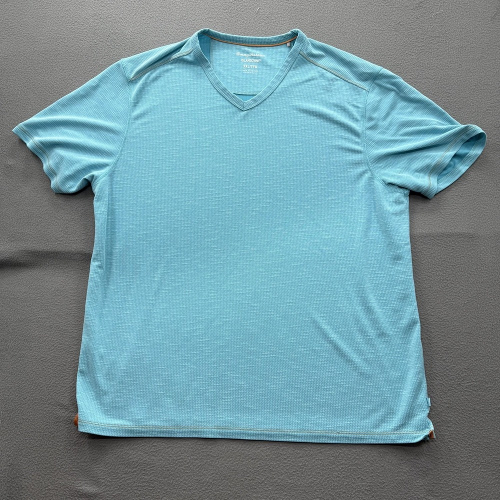 Tommy Bahama Shirt Mens 2XL Blue Short Sleeve IslandZone Performance V-Neck Tee